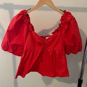 Red Puff Sleeve Top